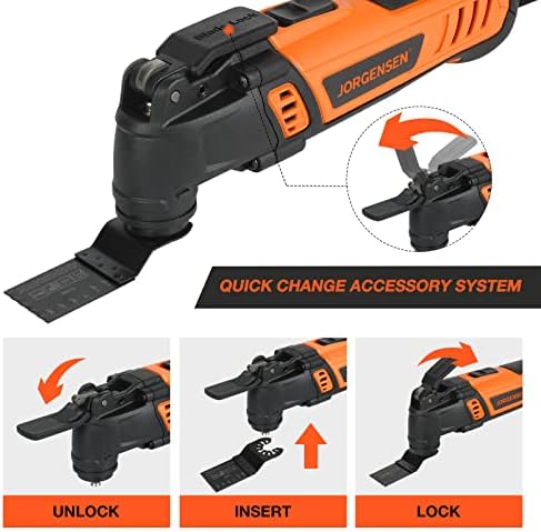 JORGENSEN Corded Oscillating Multi Tool, Variable Speed with 16 PCS Blades