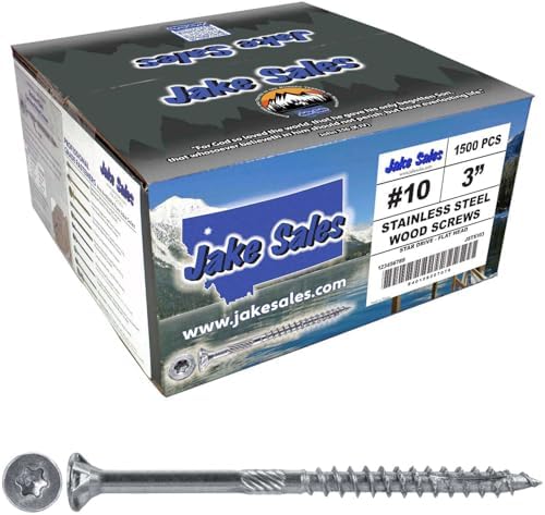 #10 x 3 Silver Star Stainless Steel Wood Screw Torx/Star Drive Head - Grade 305 Stainless Steel Torx/Star Drive Wood Screws -(Full Box - 1,500 Approx. Screw Count)