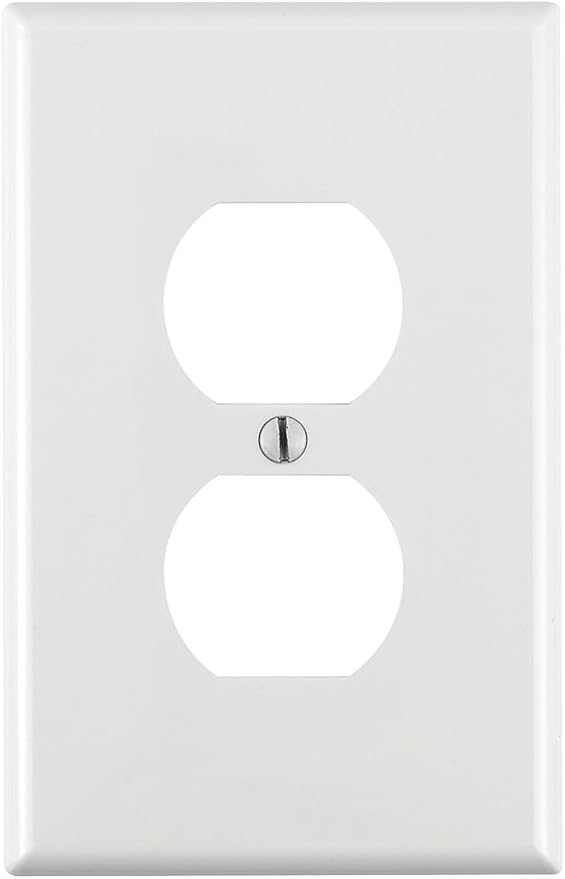 Leviton 1-Gang, 1-Duplex, Midway Nylon Wallplate, Midway Size, 1 Pack, PJ8-W, White
