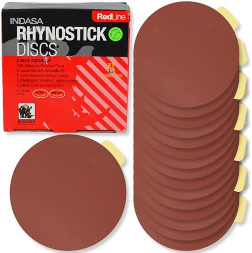 Indasa 5" Rhynostick 100 PCS – 80 Grit, PSA Sanding Discs – High-Performance Abrasive, 250°F Heat-Resistant, Clog-Free, No Residue – Aluminum Oxide Plus Lubricant
