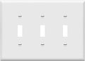 ENERLITES Toggle Light Switch Wall Plate, Gloss Finish, 3-Gang 4.88" x 6.77", Mid-Size, Unbreakable Polycarbonate Thermoplastic, UL Listed, 8813M-W, White