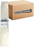 Kable Kontrol Cable Zip Ties, 28 Inch 1000 Pcs HD 175lbs Test Natural White | Nylon Plastic, Self Locking, UL Listed, Indoor Use