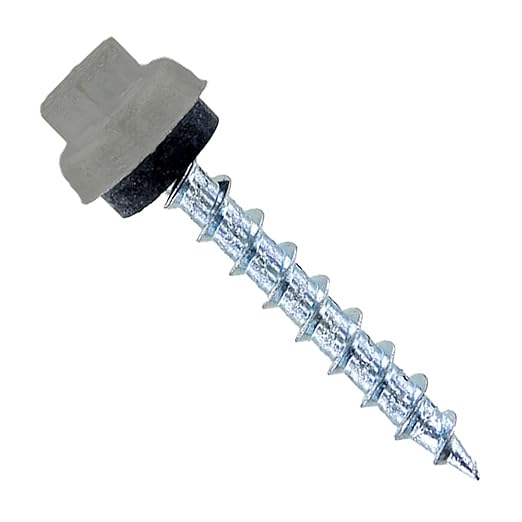 Fasteners Plus ST Fastening ZXL Type 17 Woodbinder Metal-to-Wood #12 X 1-1/2" Ash Gray Screws with EPDM Rubber Washer, 250-Count - Designed for Metal Roofing and Siding Panels