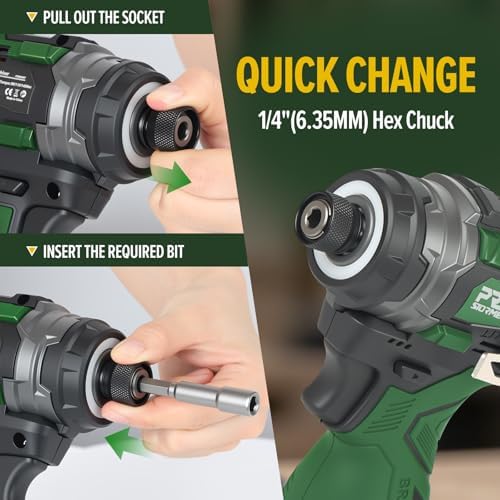 Prostormer 17V Cordless Impact Driver Set, 140Nm Brushless Screwdriver