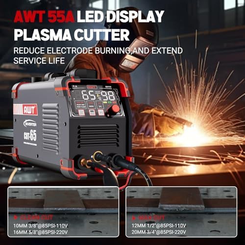 AWT Plasma Cutter,Non-Touch Pilot Arc Cutter Machine 65Amps Max Cut 1"Plate