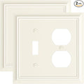 2-Pack Combo Toggle/Duplex Light Switch Cover Plate, Light Almond Outlet Cover Plate, Natural Bamboo Fiber Decorative Wall Receptacle Cover for Electrical Outlets, Light Switch