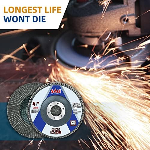 Sali 10 Pack Flap Disc 60 Grit 4.5" x 7/8-Inch Sanding Disc Bevel Type #29 Premium and Industrial Angle Grinder Grinding Wheel High Performance Edge Grinding