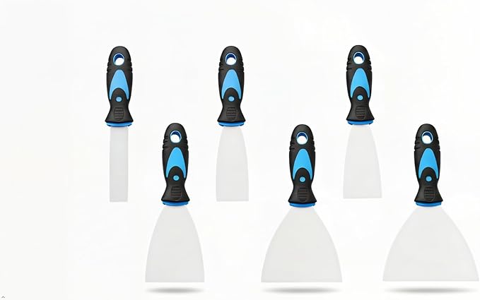 6 Pack Putty Knife Set – Stainless Steel Spackle & Paint Scrapers (1", 1.5", 2", 3", 4", 5") | Flexible Metal Scraper Tools for Drywall Repair, Wallpaper Removal, Plaster & Adhesive