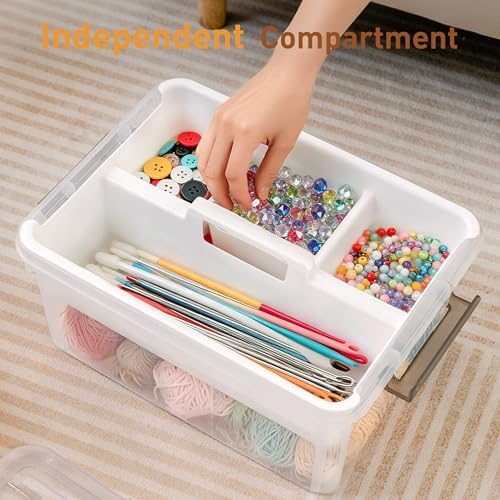 Citylife 17 QT Clear Craft Organizers and Storage Box with Handled Tray