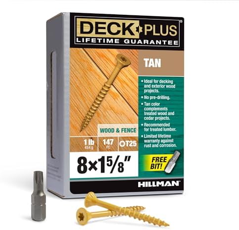 Deck Plus Deck Screws, #8 x 1-5/8in, 147 Pack, Tan Epoxy