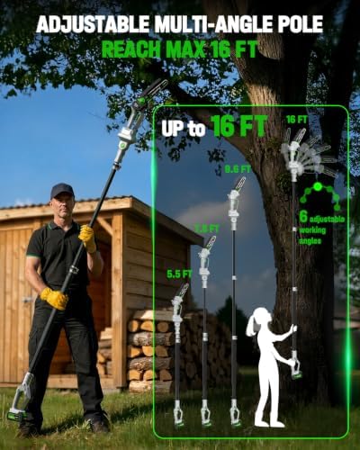 CEEPUY 2-in-1 Brushless Electric Pole Saws for Tree Trimming,6 Inch Cordless Mini Chainsaw with Extension Pole and 2 x 4000mAh Batteries, Pole Chain Saw Gift for Men Dad Husband Fathers Gardener 2026