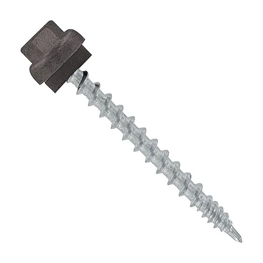 Fasteners Plus ST Fastening ZXL Woodbinder Metal-to-Wood #10 x 2 Charcoal Gray Screws with EPDM Rubber Washer, 250-Count - Designed for Metal Roofing and Siding Panels