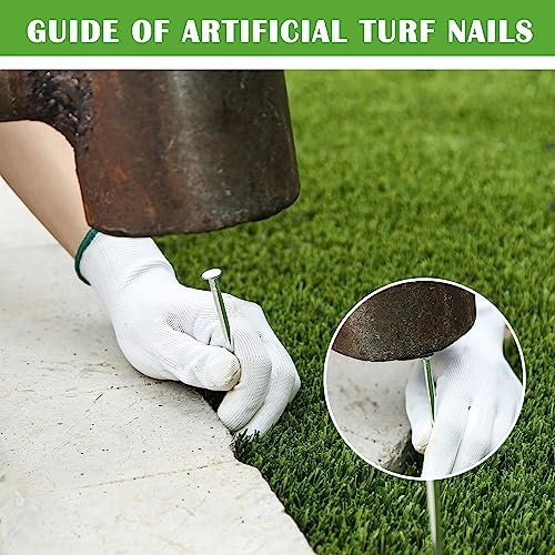 SUNTURF 500 Pack 5 Inch Plastic Edging Nails Artificial Turf Stakes Galvanized Metal Spiral Landscape Spikes for Fake Landscaping Grass, Paver Edging, Weed Barrier, Artificial Turf