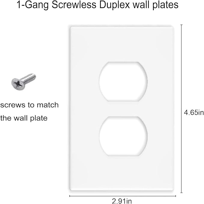 Screwless Duplex Receptacle Outlet Cover Wall Plates 1-Gang Duplex Switch Outlet Electrical Cover Plate Unbreakable Thermoplastic Faceplate for Decorative Receptacle Outlet Switch, White (4 Pack)