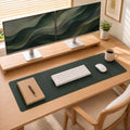 Leather Desk Mat 48" x 17", Dark Green PU Large Desk Pad Protector