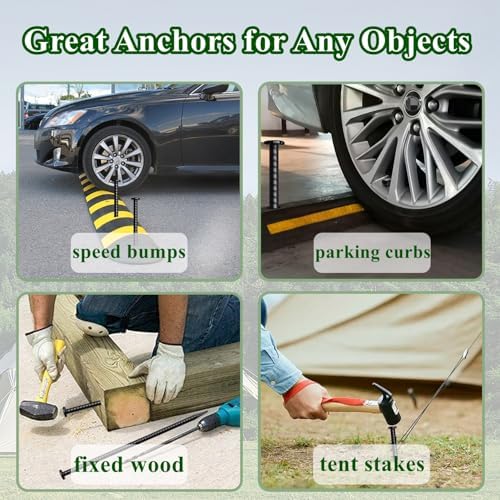 16 Inch Rebar Stakes 20 Pack Heavy Duty Ground Anchors 1/2 Inch Diameter Galvanized Steel Asphalt Anchoring Metal Spikes for Speed Bump, Parking Curb and Camping Tent