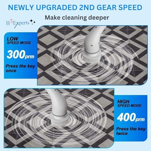 Electric Spin Scrubber 8-in-1 with MOP Clip - Adjustable Extension Arm & 8 Replaceable Brushes - Cordless Cleaning Power Shower Grout Scrubber for Kitchen, Bathroom, Tub, Tile, Floor