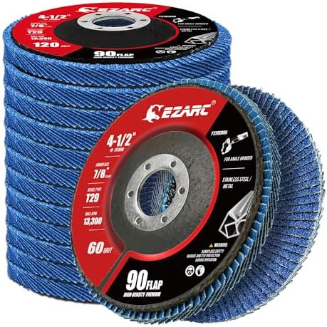 EZARC Zirconia Flap Discs 60 Grit, 4-1/2 x 7/8-Inch, Type 29, 12-Pack