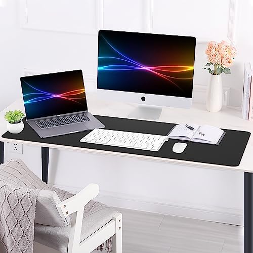AFIING Cork Desk Mat 55" x 17", Dual-Sided Natural Cork & PU Leather Desk Pad, Non-Slip Waterproof Large Mouse Pad for Office, Home & Gaming (Black)
