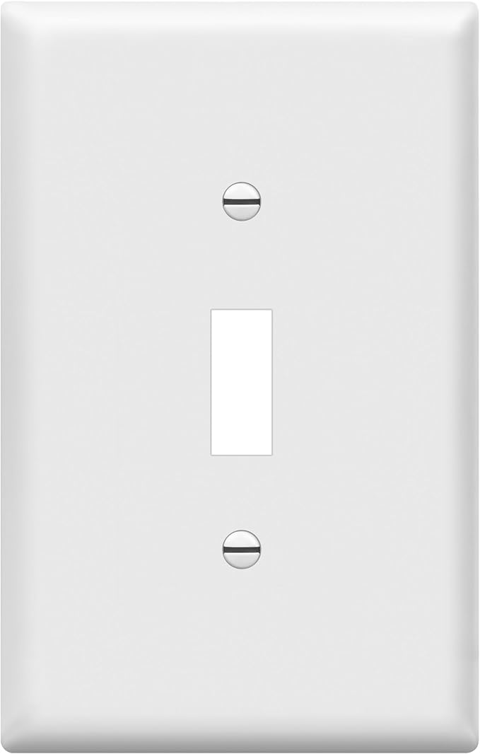 ENERLITES Toggle Light Switch Wall Plate, 1-Gang 4.88" x 3.11", Mid-Size, UL Listed, 8811M-W, White