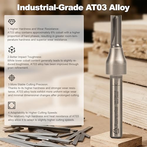 Undersize Plywood Dado Bits 1/4" Shank, Straight Router Bits 7/32" Cut Diameter, 1/2" Cut Length, Useful for Plunging Capabilities for Cutting Grooves, Dados, Mortising