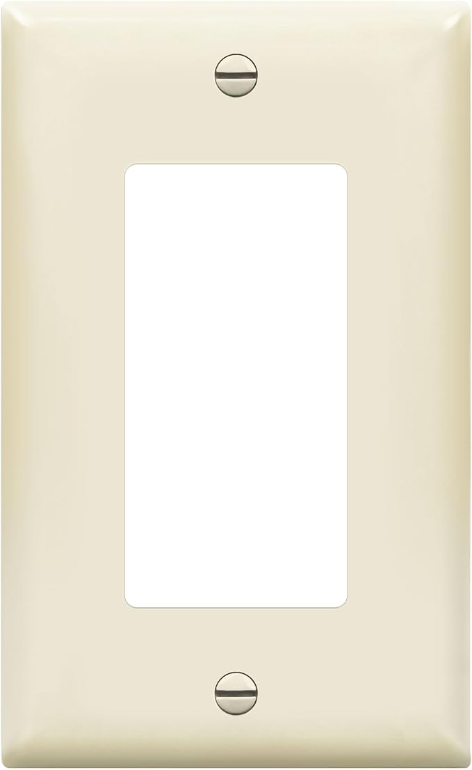 ENERLITES Decorator Light Switch or Receptacle Outlet Wall Plate, Gloss Finish, Size 1-Gang 4.50" x 2.76", Unbreakable Polycarbonate Thermoplastic, 8831-LA, Light Almond