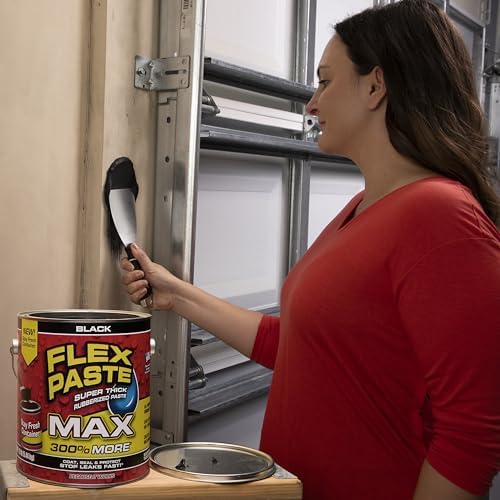 Flex Paste MAX, 12 lb Can, Black, Waterproof Paintable Putty, Spackle Sealant, Fill Gaps Cracks Holes - Block Out Water and Air - UV Resistant - Walls, Drywall, EPDM, Concrete, Roof, RV Repairs