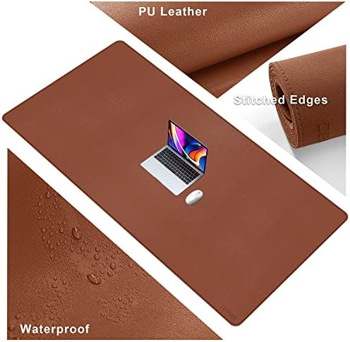 CENNBIE Leather Desk Mat,63" x 31.4" Desk Pad for Full Desk (Brown)
