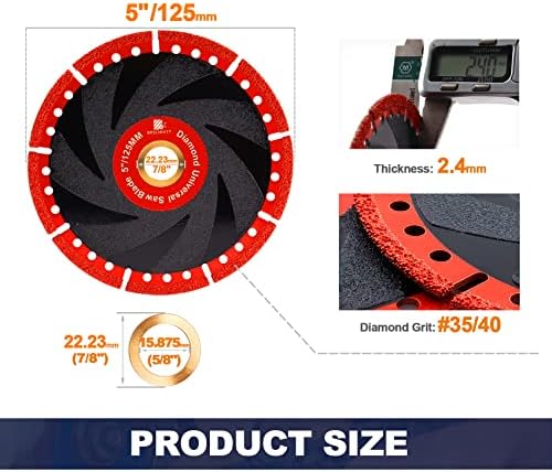 Metal Cutting Diamond Blade 5"- BRSCHNITT 125mm All-Purpose Diamond Saw Blade for Rebar Sheet Metal Angle Iron Stainless Steel Concrete.