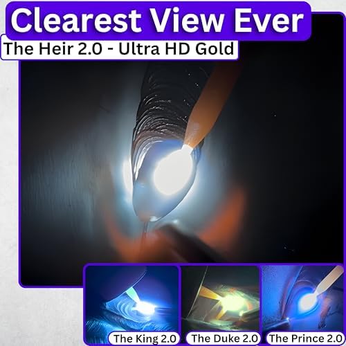 The Heir Adjustable 2.0 | Adjustable Shade 8-13 Blue Auto Darkening Welding Lens With Grind Mode | 5A TIG Rating - No Flashing | 2" X 4.25" X 0.2" | Blue Welding Lens - HD Puddle | Royal Series 2.0