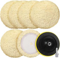 Tallew 6 Pcs Wool Buffing Pads Hook Loop 8 Inch