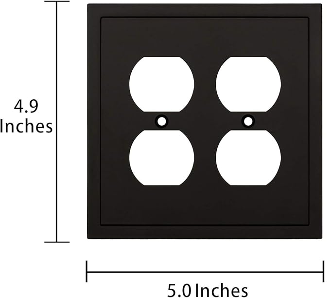 Henne Bery Modern Edge Decorative Wall Plate Switch Plate Outlet Cover, Durable Solid Zinc Alloy (Double Duplex, Matte Black)