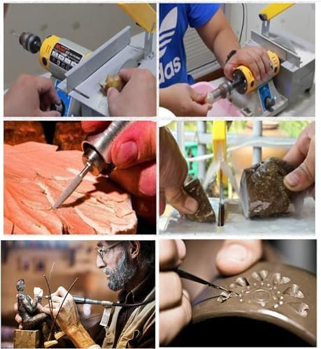 Lapidary Equipment Rock Polisher, 110V Mini Table Saw Jewelry Grinder Polishing Machine with Flexible Shaft for Jewelry, Wood, Amber, Metal, Jade 0-10000r/min