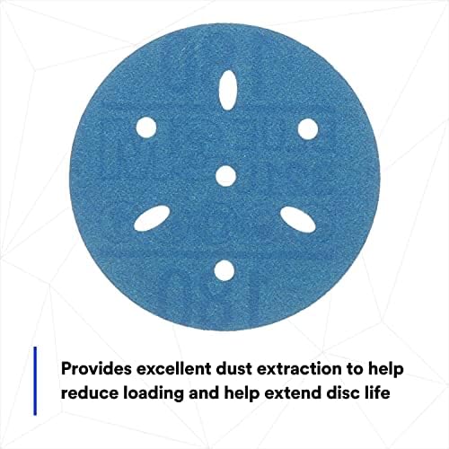 3M Hookit Blue Abrasive Disc, 321U, 36146, 3 in, 180+ Grade, Multi-Hole