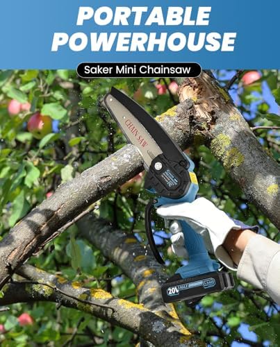 Saker Mini Chainsaw|6 Inch Chainsaws[2026 Upgraded]|Mini Cordless Electric Chain Saw|Small Handheld Portable Chain Saws Battery Powered Saw for Tree Trimmer and Garden