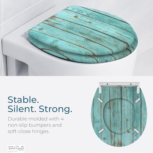 Sanilo Wooden Toilet Seat with Quick Release & Soft Close [ROUND] - Decorative & Slow Close Molded Wood Seat - With One Click for Easy Installation & Cleaning - With Adjustable Fit (Lumber)