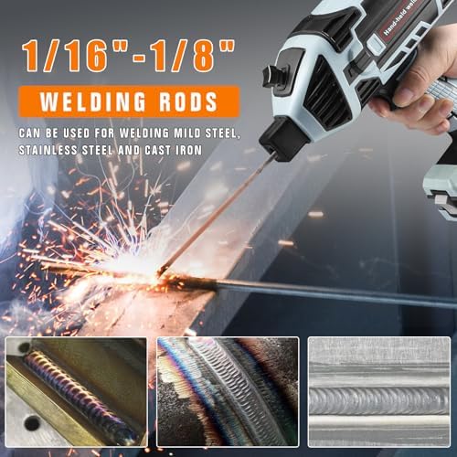 Welding Machine Handheld 110V 120Amp Portable ARC Welder Gun Hand Held Welder Machine with IGBT Inverter 5 Variable Current Adjustment for 1/16''-1/8'' Welding Rods