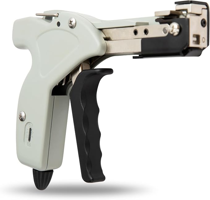 Metal Zip Tie Cutter, Stainless Steel Cable Tie Gun with Adjustable Tension & Automatic Cutter for Stainless Steel Tie Wrap with Free Zip Tie Release Tool, Single-Hand Operated