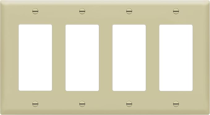 ENERLITES Decorator Light Switch or Receptacle Outlet Wall Plate, Gloss Finish, Size 4-Gang 4.50" x 8.19", Unbreakable Polycarbonate Thermoplastic, UL Listed, 8834-I, Ivory