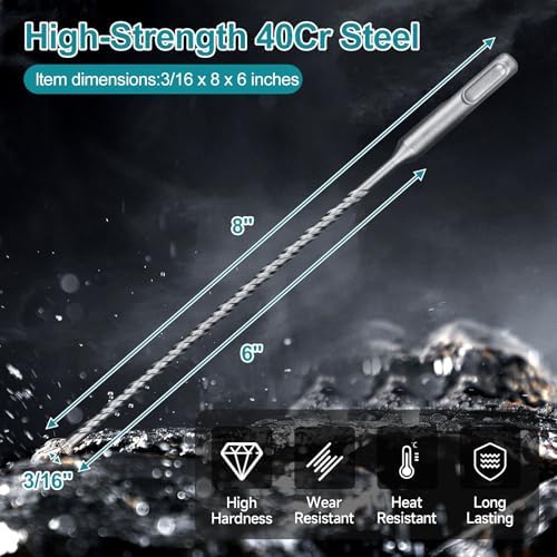 3/16 Inch x 8 Inch SDS Plus Rotary Hammer Drill Bit