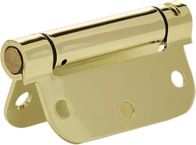 Amazon Basics Self-Closing Door Hinge, 3.5 Inch x 3.5 Inch, Polished Brass, 1-Piece, Hardware Included (Pack of 2)