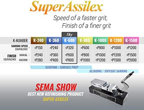 Super Assilex Flexible 6 inch Sanding Discs, Sky K-600 7 Holes, Hook & Loop, 193-1538, 25 Discs