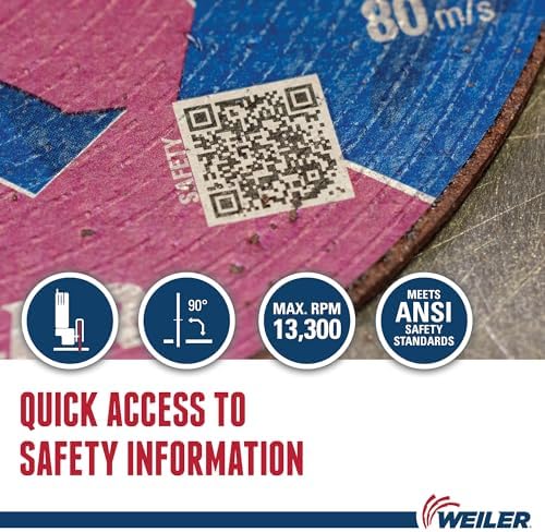 Weiler 58300 4-1/2 Inch Cutting Wheel, Tiger Ceramic Stainless Steel Superior Life & Cut Contaminant Free Max Performance Cutting, .045" CER60S Type 1 7/8" Arbor, Pack of 25