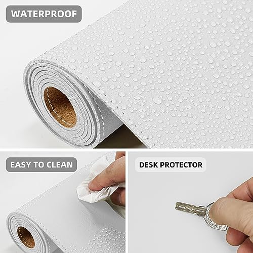 AFIING Cork Desk Mat 55" x 17", Dual-Sided Natural Cork & PU Leather Desk Pad, Non-Slip Waterproof Large Mouse Pad for Office, Home & Gaming (White)