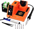 TOAUTO Soldering Station,80W Digital Solder Iron Station Kit with 176°F-896°F Temperature, C/F Func, Auto Standby & Sleep, Temperature Lock,5 Extra Solder Tips, Solder Bracket, Solder Sucker (Orange)