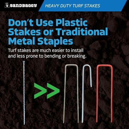 Sandbaggy 18" Heavy Duty Galvanized Artificial Turf Stakes - Spiral Landscape Nails - Ground Spikes/Pins, Synthetic Grass, Lawn, Edging, Weed Barrier Fabric (18 inch - Ultra Heavy Duty, 25, Count)