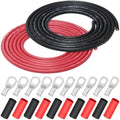 iGreely 8 Gauge 8 AWG Welding Battery Pure Copper Flexible Cable,10 Feet Black +10 Feet Red OFC Wire for Solar RV,5pcs 5/16"" & 5pcs 3/8""Copper Cable Lug Terminal Connector with Heat Shrink Tubing