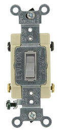 Leviton 15-Amp, 120/277-Volt, Toggle Framed 4-Way AC Quiet Switch, Commercial Grade, Grounding, 54504-2GY, Gray