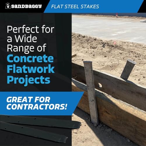 Sandbaggy 30" Flat Steel Stakes for Concrete Forms with Nail Holes - 1.5" Wide - Painted - Removable, Reusable, V Point End - Construction Grade Stakes (10, 30 inch)