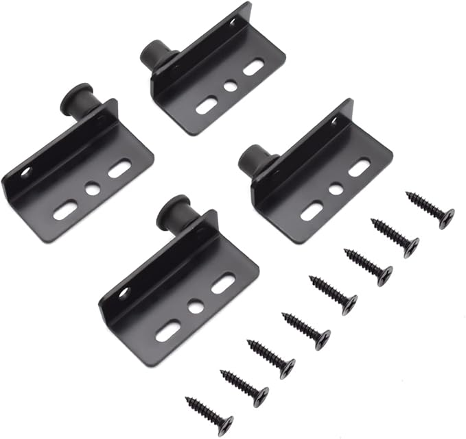 2 Sets Pivot Hinges Black Heavy Duty Concealed Shaft Door Hinges with Bushing for Wood Doors, Drawers, Furniture Cabinets, Wardrobe, Showcase, etc